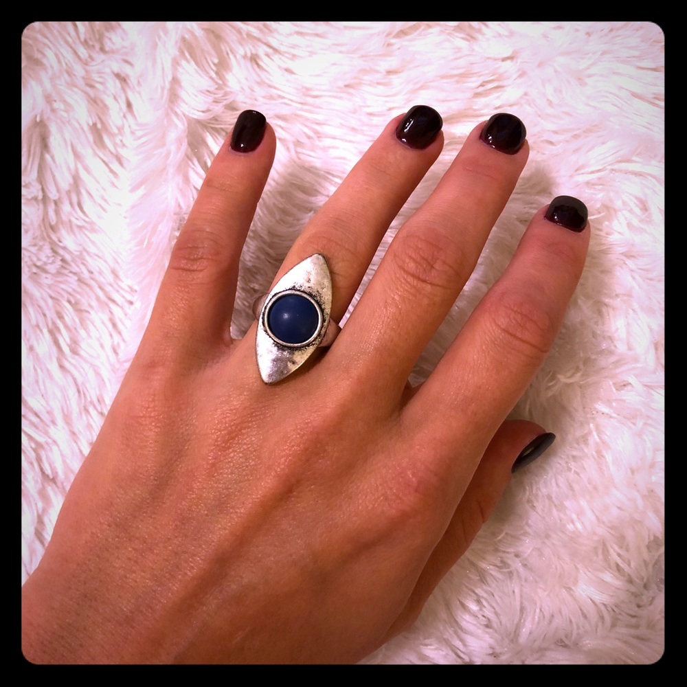 Lucky Brand Silver and Blue Stone Ring